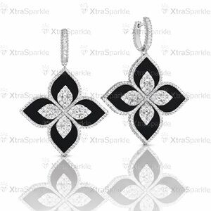 Black and Silver Floral Earrings